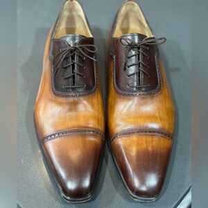 Saks fifth Avenue Magnanni  Naxos Leather Oxfords Cognac Size 12